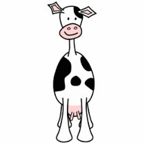 Black and White Cow Cartoon. Front. Photo Cutout