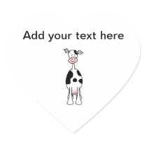 Black and White Cow Cartoon. Front. Stickers