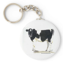 black and white cow key chain