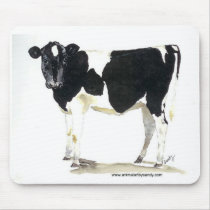 black and white cow mousepad