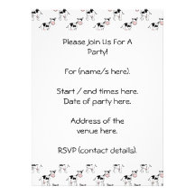 Black and White Cow Pattern. Personalized Invite