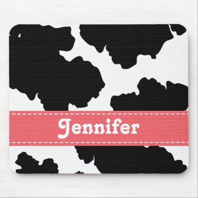 Black and White Cow Print Mouse Pad by cutecustomgifts