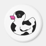 Black and White Cow Print Rubber Duck Refrigerator Magnet