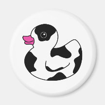 Black and White Cow Print Rubber Duck Refrigerator Magnet