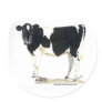 black and white cow round sticker