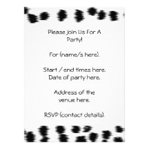 Black and White Dalmatian Print Pattern. Personalized Invites