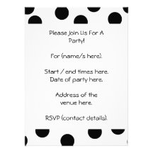 Black and White Dalmatian Spot Pattern. Custom Invitation