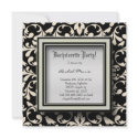 Black and White Damask Bachelorette Party Invitati invitations