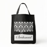 Black and White Damask Bridesmaid Tote Bag