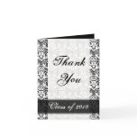 Black and White Damask Custom Graduation Thank You cards