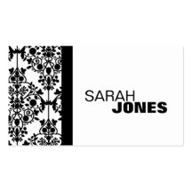 Black and White Damask Elegant Business Card
