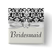 black and white damask flourish pin
