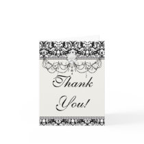 black and white damask flourish greeting card