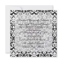 black and white damask flourish personalized announcements