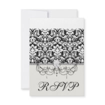 black and white damask flourish personalised announcements