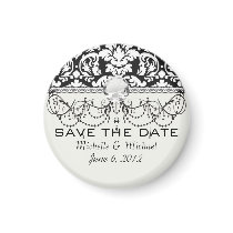 black and white damask flourish refrigerator magnets