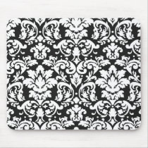black and white damask flourish mousepad