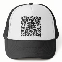 Black and White Damask Mesh Hats