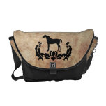 Black and White Damask Horse Commuter Bag