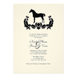 Black and White Damask Horse Wedding Invitation