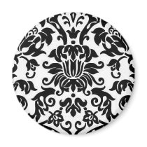Black and White Damask Fridge Magnets
