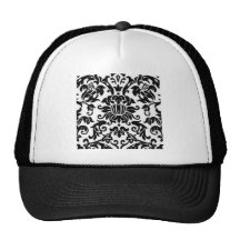 Black and White Damask Mesh Hats