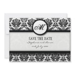 Black and White Damask Monogram Save The Date Card Personalised Announcements