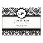 Black and White Damask Monogram Save The Date Card Personalised Announcements