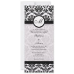 Black and White Damask Monogram Wedding Invitation