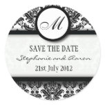Black and White Damask Monogram Wedding Sticker