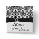 Black and White Damask Mother of the Groom Pin