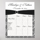 Black and White Damask Reception Seating Chart posters