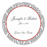 Black and White Damask Red Accent Envelope Seal stickers