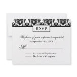 Black and White Damask Reply Cards - RSVP invitations