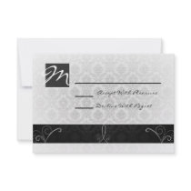 Black and White Damask RSVP Card Personalized Invitations