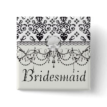 black and white damask swirl pin
