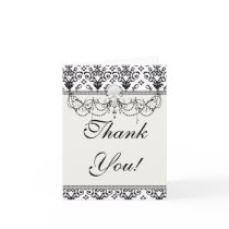 black and white damask swirl cards