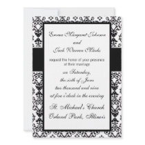 black and white damask swirl design pattern custom announcements
