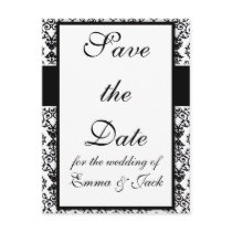 black and white damask swirl design pattern post cards