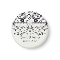 black and white damask swirl magnets