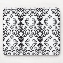 black and white damask swirl mousepads