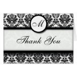 Black and White Damask Thank You Cards