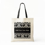 Black and White Damask Tote Bags Customisable