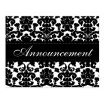 Black and White Damask Wedding Cancellation Card Post Cards