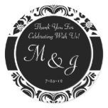 Black and White Damask Wedding Favour Labels
