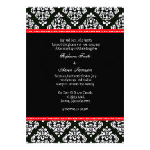 Black and White Damask Wedding Invitation