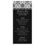 Black and White Damask Wedding Menu Rack Card