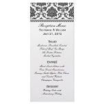 Black and White Damask Wedding Menu Rack Card
