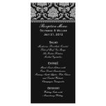 Black and White Damask Wedding Menu Rack Card