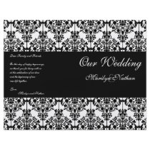 Black and White Damask Wedding Program Custom Flyer